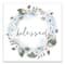 Blue Blessed Floral Wreath 16" x 16" Canvas Wall Art